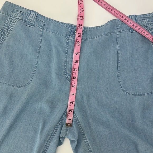 Villager Chambray Wide leg Cropped Pants 18 Tencel Blend Pockets Flowy C… - Picture 8 of 14